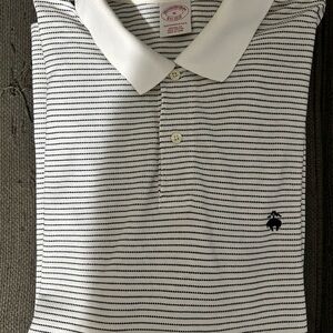 Brooks Brothers White and Black Striped Polo